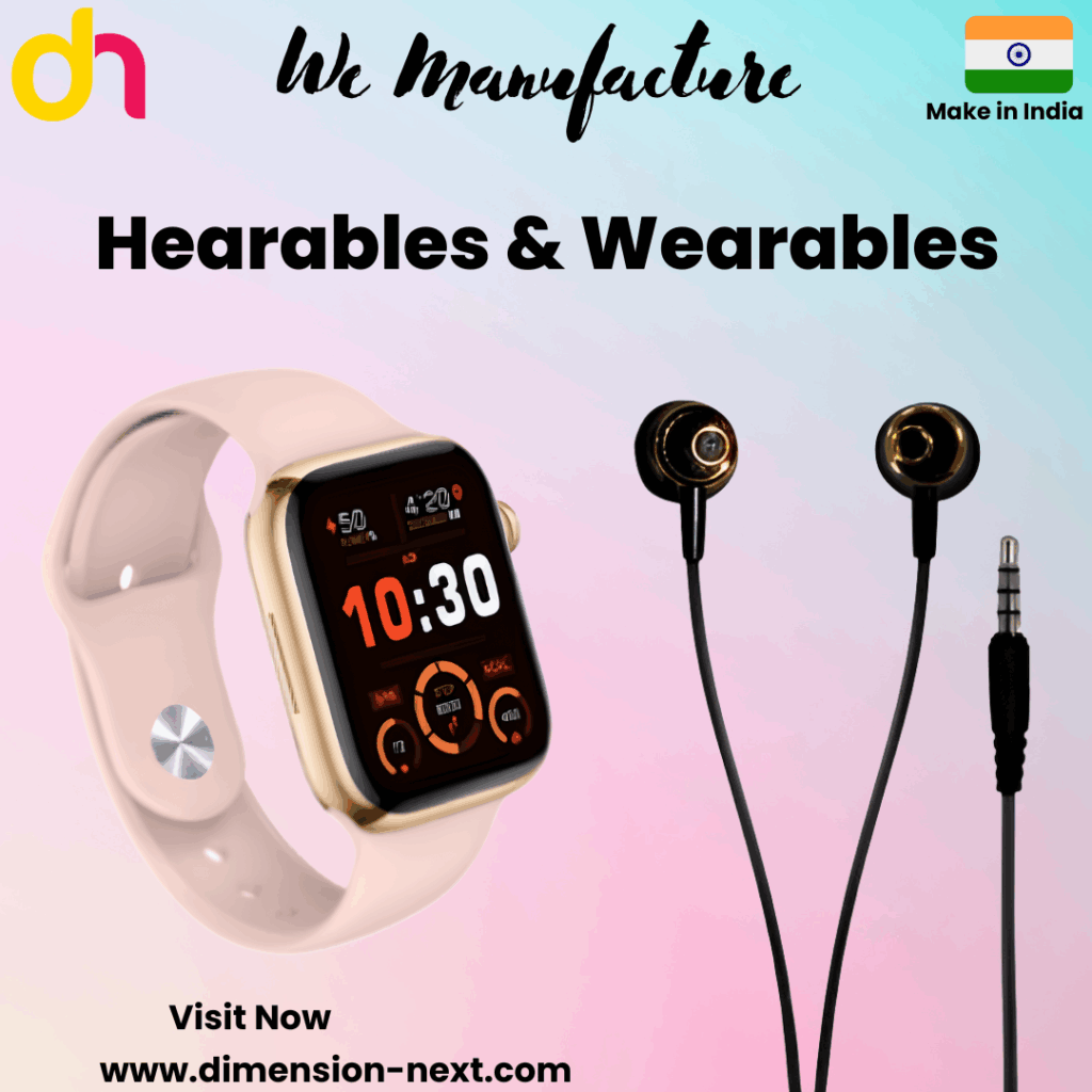 Close-up of stylish hearables and wearables, including Bluetooth earbuds and a smartwatch, showcasing smart technology for everyday convenience and health tracking.
