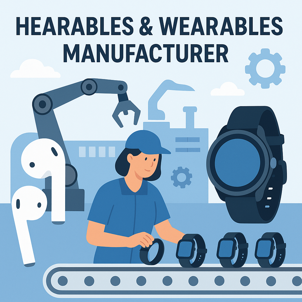 Trendy hearables and wearables with ergonomic design, health monitoring, and seamless Bluetooth connectivity.
