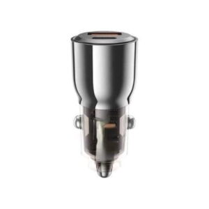 95W transparent Metallic Car Charger with Dual Port Type C and USB , Fast Charging Compatible with iPhones, Android Smartphones & Tablets (Black) Description Reviews (0)