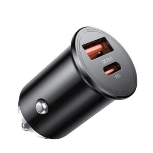 45W PD QC 3.0 Car Charger Dual Port Type-C & USB Fast Charging for Phones and Tablets (Black)